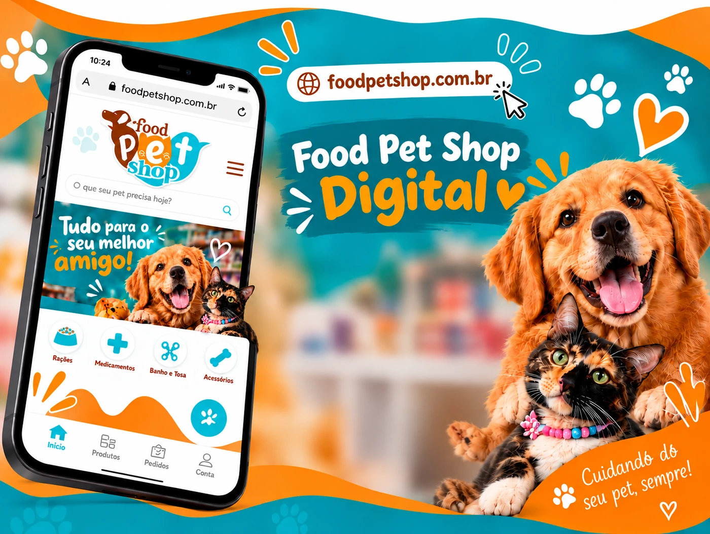 Food Pet Shop Digital — tudo para o seu pet no celular e no computador. Cuidando do seu pet, sempre!